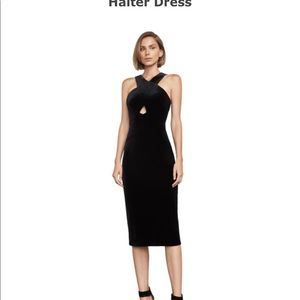 BCBGMaxazria Maren Velvet Halter Midi Dress